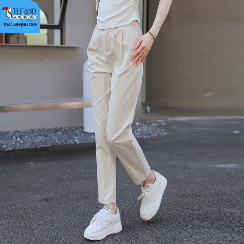 

Woodpecker Women s High-Waist Cotton Harem Pants - Loose, Slimming, Nine-Point Fit for Autumn 2025 2XL/30 (126-135 jin) абрикосовый