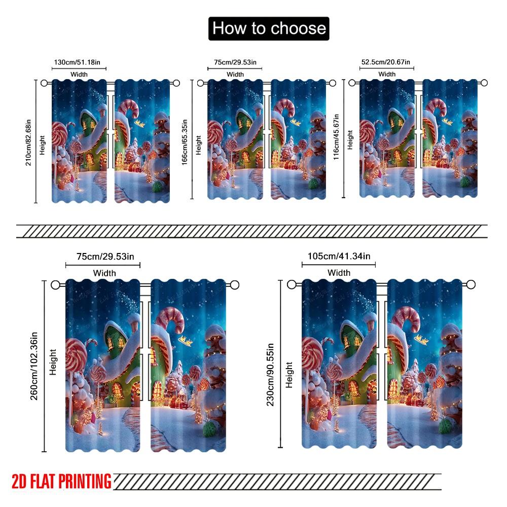 2pcs,2D Plane Printing Minimalist Curtains Christmas Red Truck Versatile Durable Polyester (without Rod) Holiday Ldeal for