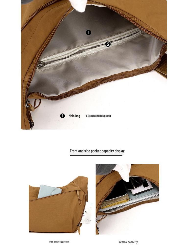 Women's Versatile Nylon Crossbody Bag – Large Capacity, Stylish Single Shoulder Commuting Bag.