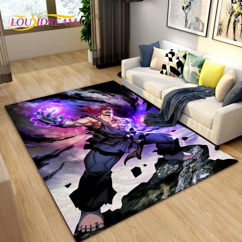Retro Game Street Fighter Gamer Area Rug,Carpet Rug for Living Room Bedroom Sofa Doormat Decoration, Kid Play Non-slip Floor Mat