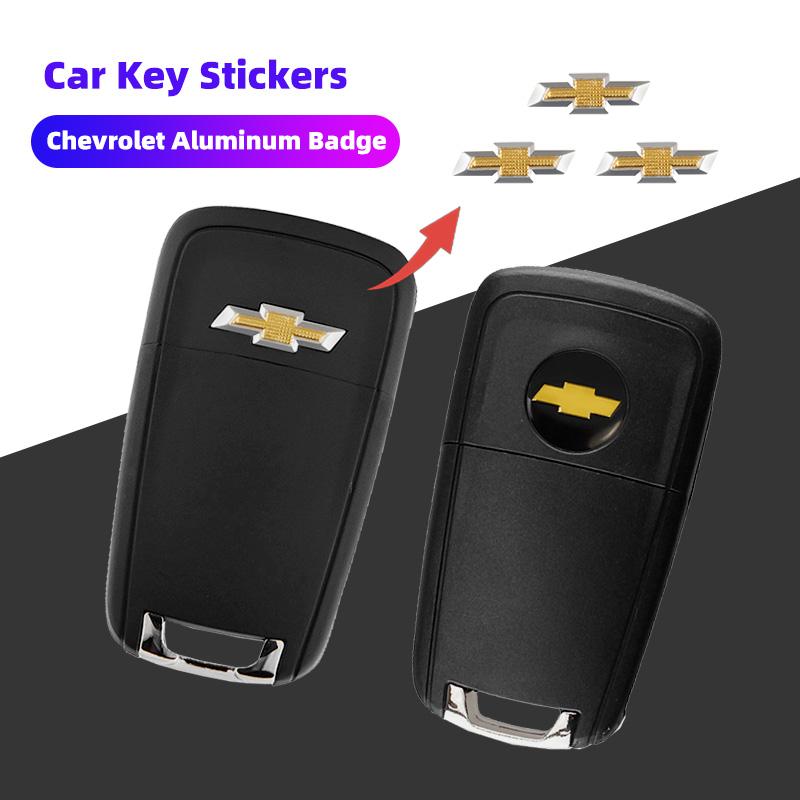 5 Stuks Auto Afstandsbediening Sleutel Sticker Aluminium Embleem Decoratie Decal Voor Chevrolet Cruze Spark Captiva Suburban Camaro Malibu Silverado