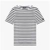 SainT James Unisex ShorT Sleeve T shirT Marine Neige Noir Modern sTripe