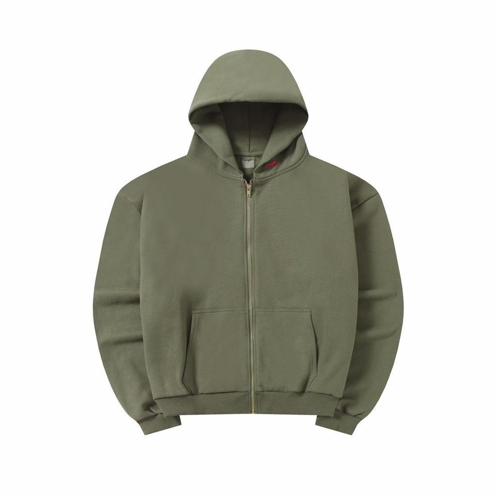 SKYLRK 2025SS Solid Color Distressed Fleece-Lined Hooded Cardigan - Bieber Style