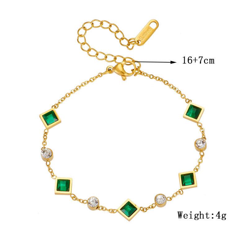 [Emerald Cut Square Zircon Bracelet Niche Fashion Minimalist Jewelry for Women]