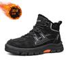 Mode Herren Winter Plüschstiefel Leder Wasserdicht Knöchelstiefel Kurz Gummisohle Einfarbig Herren Samt Winter Sneaker Baumwollschuhe