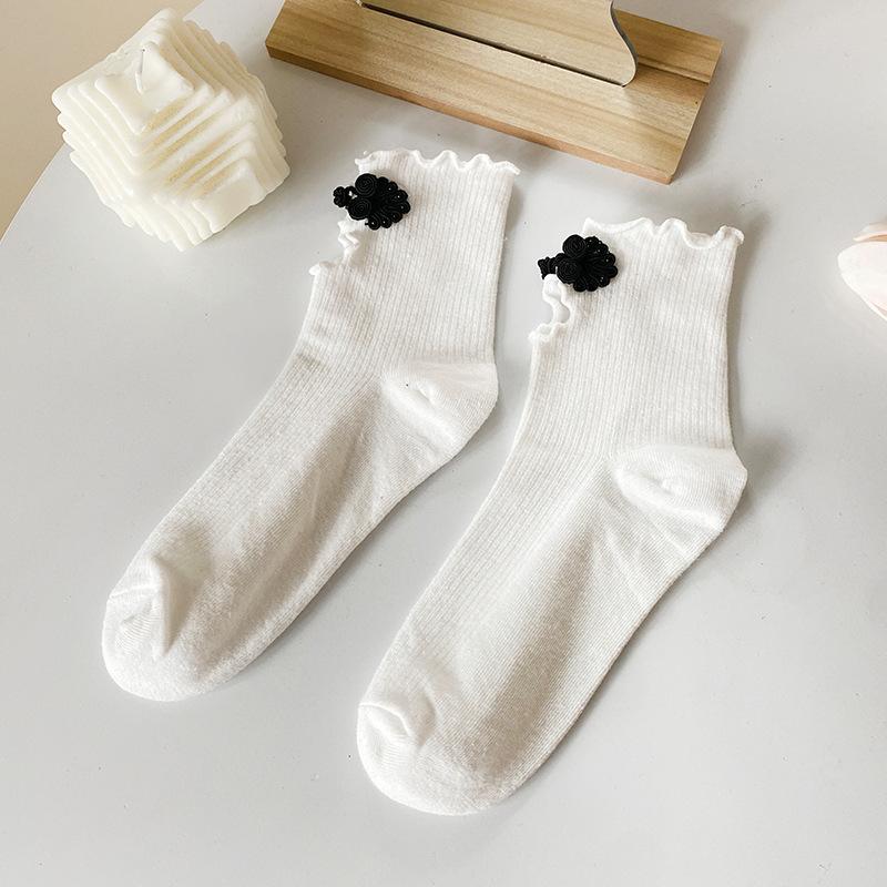 

Retro Buckle Women S Socks, Autumn New Sexy Cutout Socks, New Chinese Cheongsam Buttons, Cotton Socks, Lolita Literary Socks