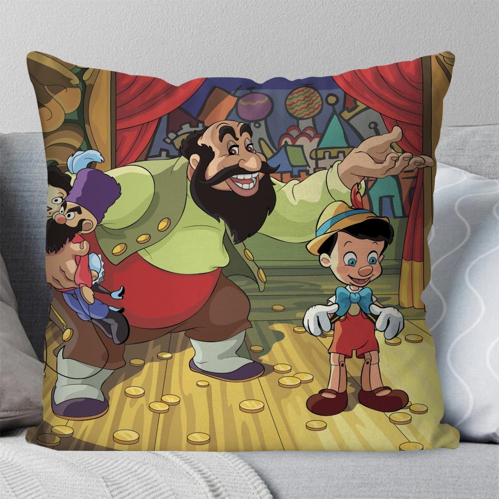 Classic Fairy Tale P-Pinocchio Animation Pillow Case Square Pillow Bedroom Sofa Leisure Comfort LivingRoom Home Decoration 40X40