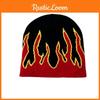 Knitted Hat Punk For Men With Flame Design And Letter Embellishments Daily For