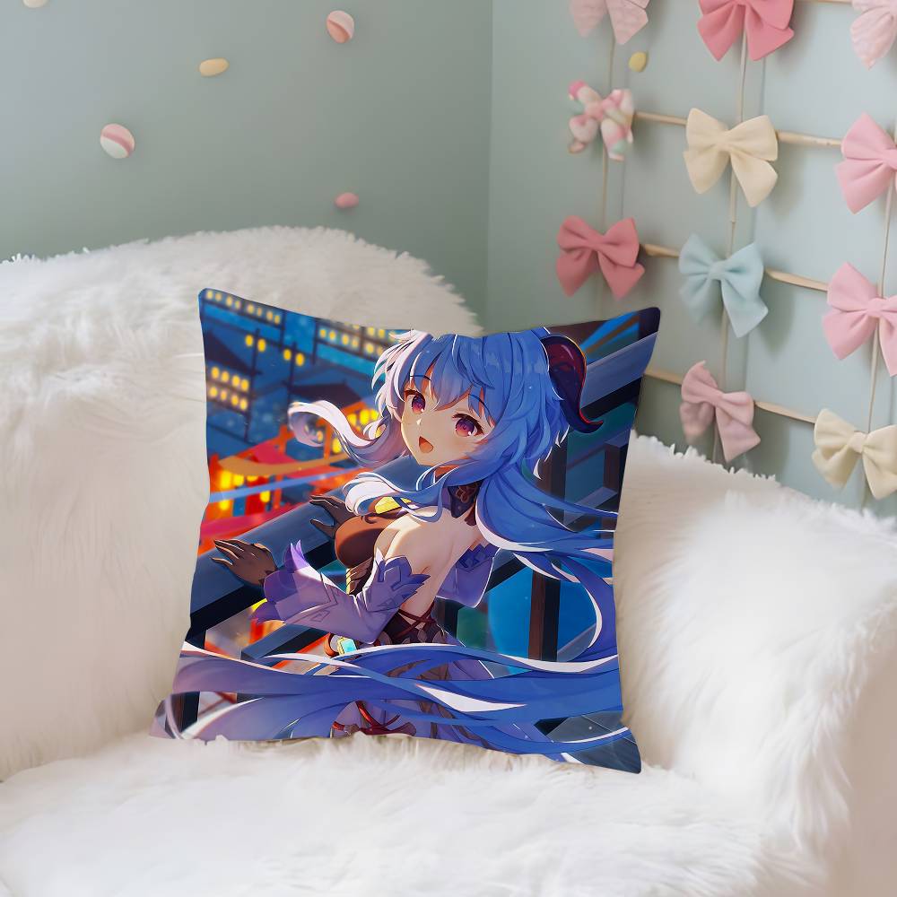 GGanyuGGenshin Case Plush Fabric Soft Pillowcase Double Sided Print Cushion Cover Household Gifts