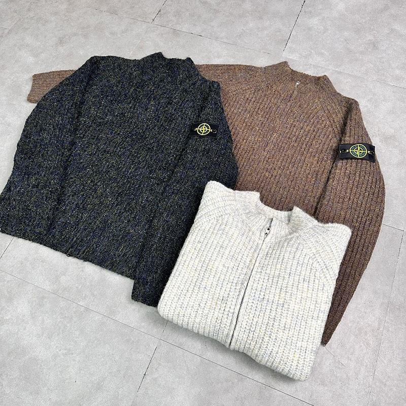 Mens Knit Cardigan With Stand Collar Zipper Front Loose Fit Cotton Wool Blend Sweater Fall Casual Streetwear