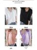Women's V-Neck Long-Sleeve Bamboo Cotton Pocket Tee - Autumn Collection, Loose Fit, Solid Color
