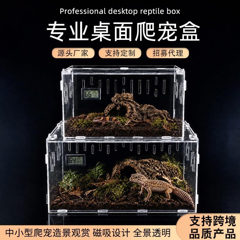 Acrylic Reptile Terrarium Small Pet Habitat Tarantula Gecko Scorpion Beetle Desktop Display Box With Thermometer Option