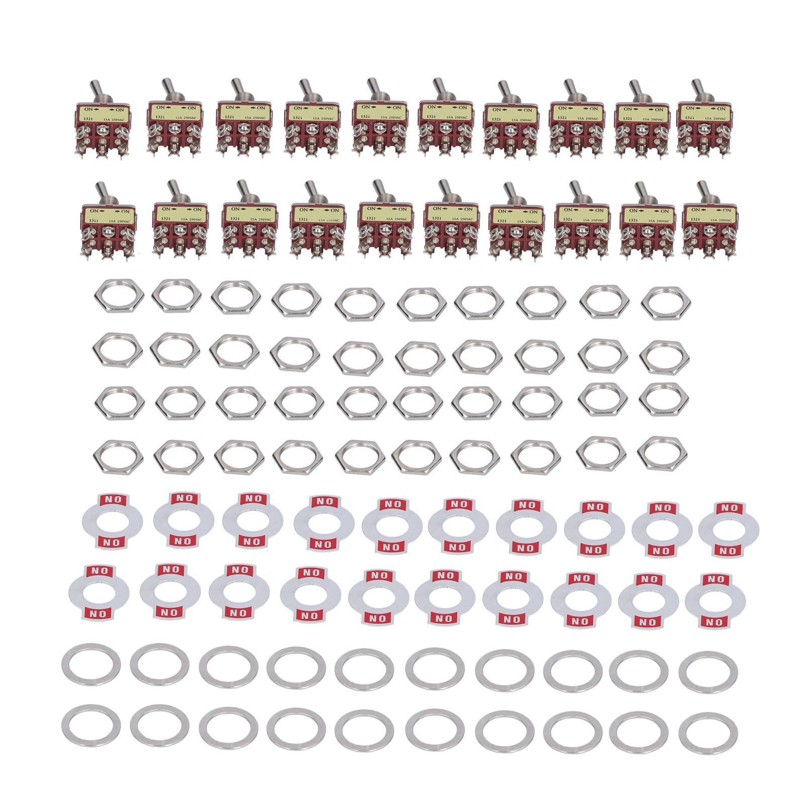

20Pcs Toggle Switch Rocker Self Locking 6 Terminal 2 Position Part Set Kit AC 250V
