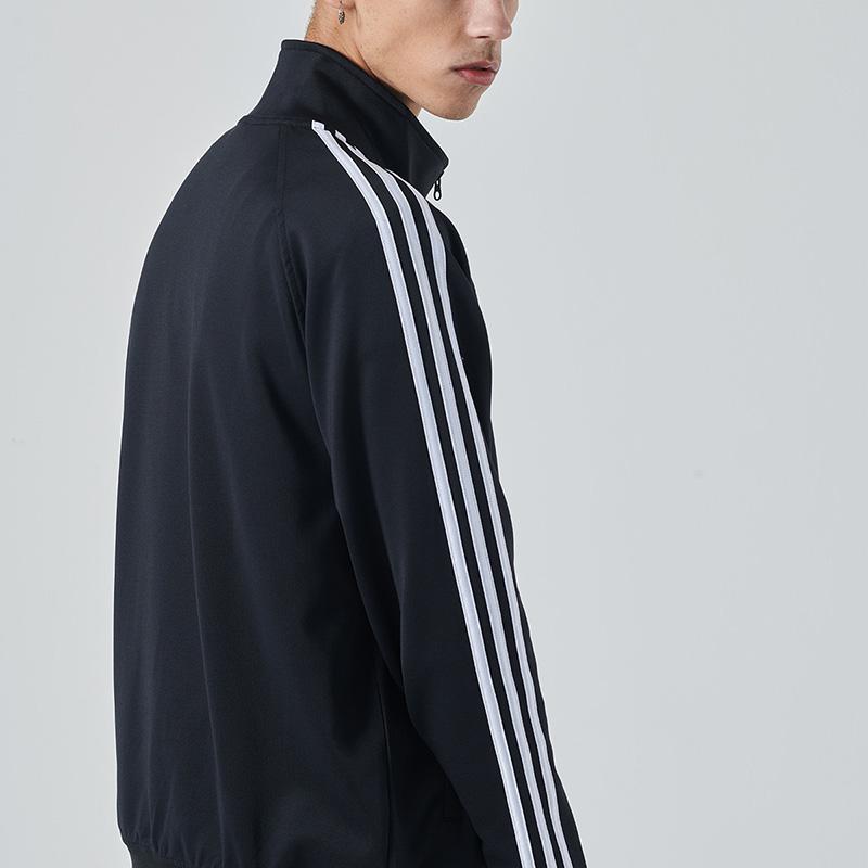 Adidas Logo Embroidered Striped Sports Casual Comfortable Long Sleeve Jacket Men Jacket Black TR30J2