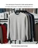 2025 Winter Men's Plus Velvet Round Neck Sweater: Casual, Simple, Warm Knitwear for Middle-Aged Comfort