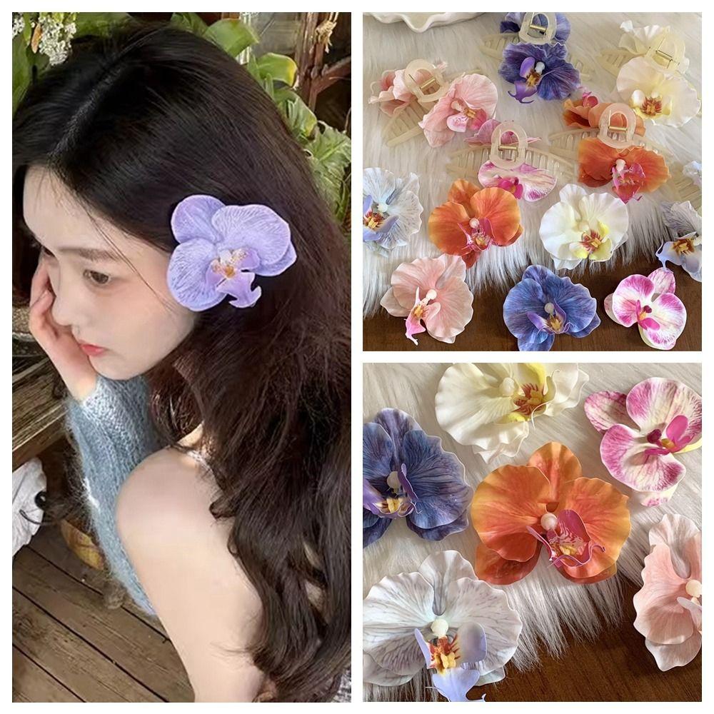 Ponytail Clip Orchid Hair Clip Bohemia Barrettes Large Shark Clip Fashion Flower Hair Claw Girl