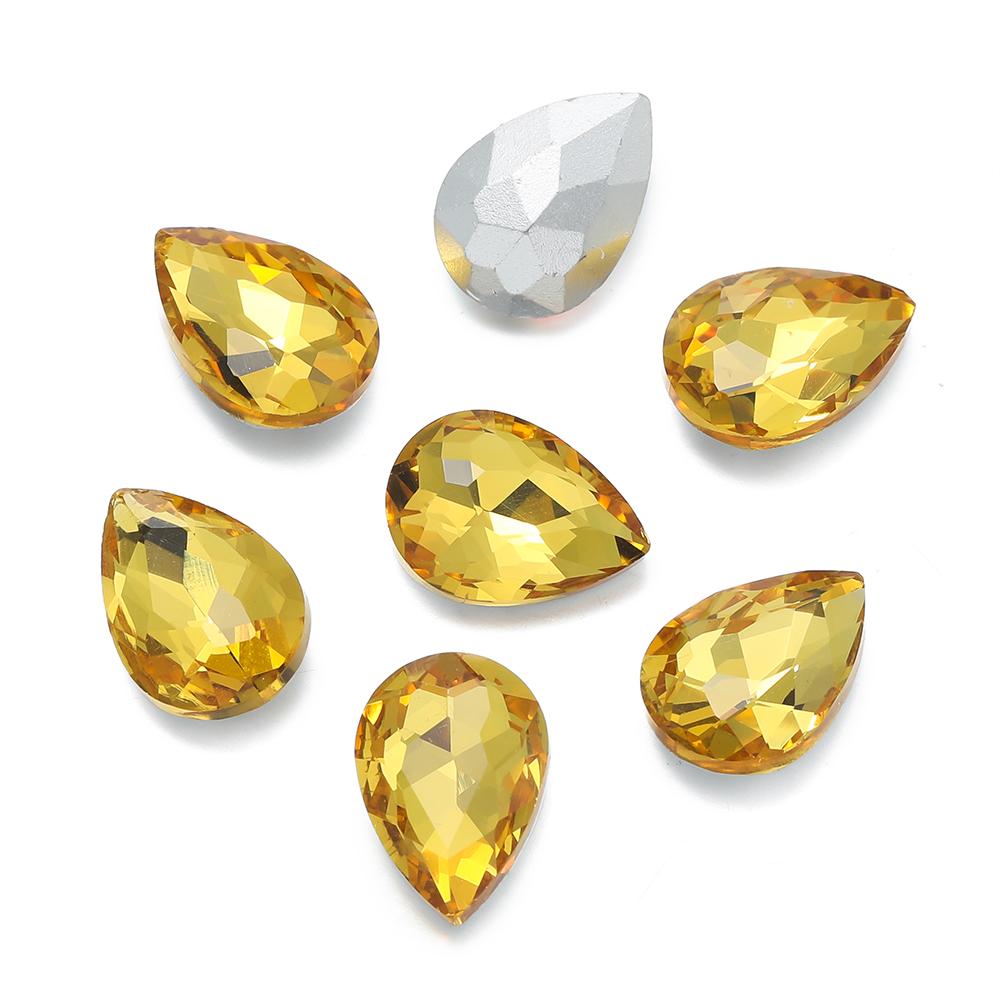 10 Stück/Los Tropfenförmige Glasperle Kristall Edelstein Spitze Rückseite Tropfenform Strasssteine Aufkleber Strassstein Für DIY Schmuckzubehör