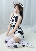 Cow Sexy Cosplay Mini Dress Headband Knee High Socks 3 Piece Set Sweater To Kill Your Virginity Erotic Cute Animal Cosplay Knit Mini Dress Turtleneck