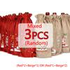 3/6pcs Christmas Wine Bottle Gift Bags Cover with Drawstring Burlap Linen Wine Gift Bags for Xmas Party Decorations
