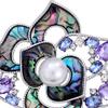 Camellia Brooch, 3D Hollow Floral Design Suit Badge with Imitation Pearl Cubic Zirconia Embellishment, Brooch Pin for Suits Scarves Accessories