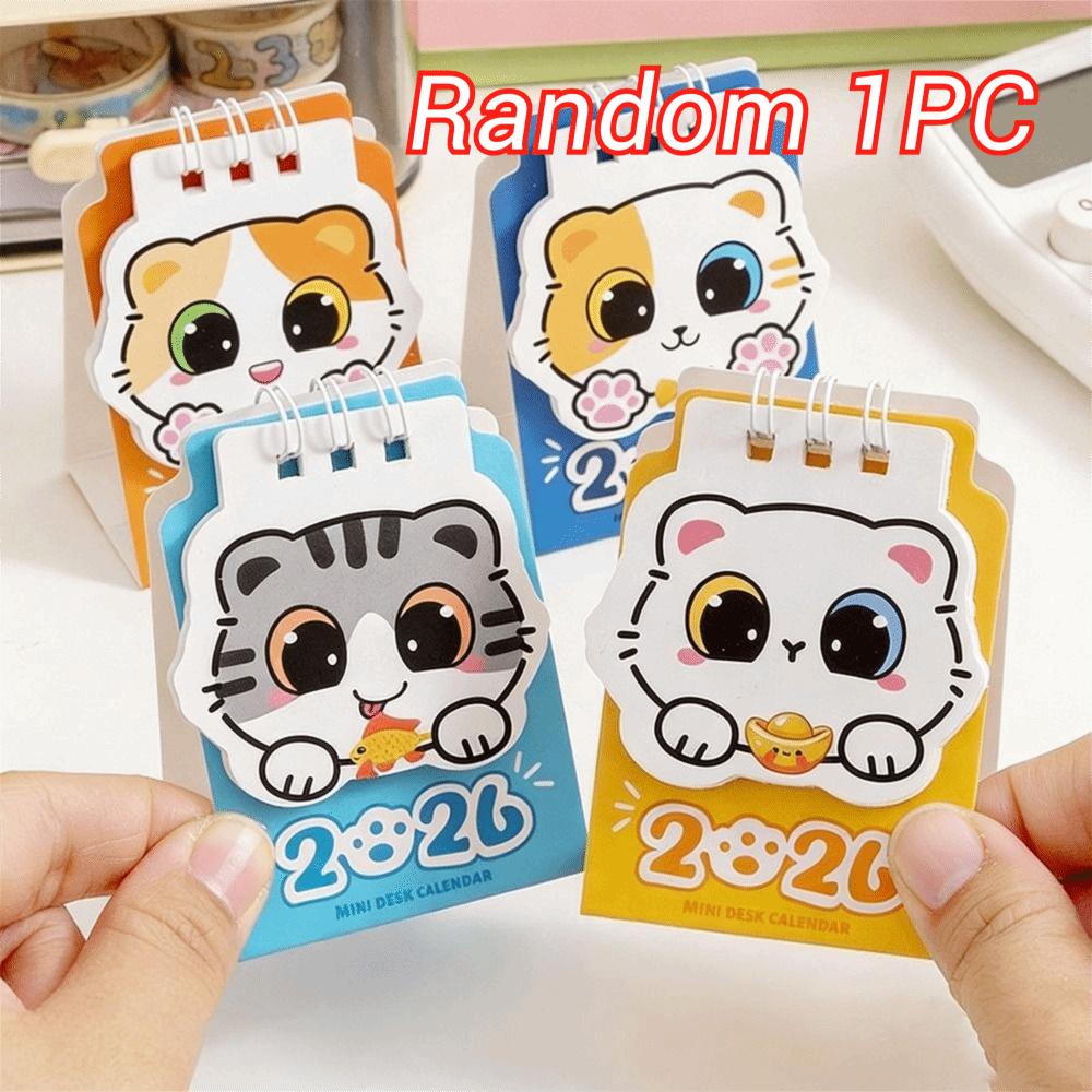 Cartoon Cat 2026 Desk Calendar Mini Schedule Planner Cute Coil Calendar  Desktop Ornaments