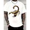European Sizes White T - Shirt with Gold Shiny Scorpion Graphic, Intricate Metallic Scorpion Design, Comfortable Casual Crew Neck T - Shirt