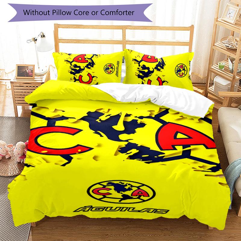 Club América 3pcs Bedding Set Duvet Cover Closure Includes 1 Duvet Cover & 2 Pillowcases for All Seasons Bedroom Home Dorm Decor