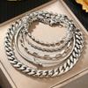 5Pcs/Set Stainless Steel European and American Cross-border Fashion Trend Paperclip Cuban Chain Bracelet Multi-layer Snake Bone Chain Bracelet
