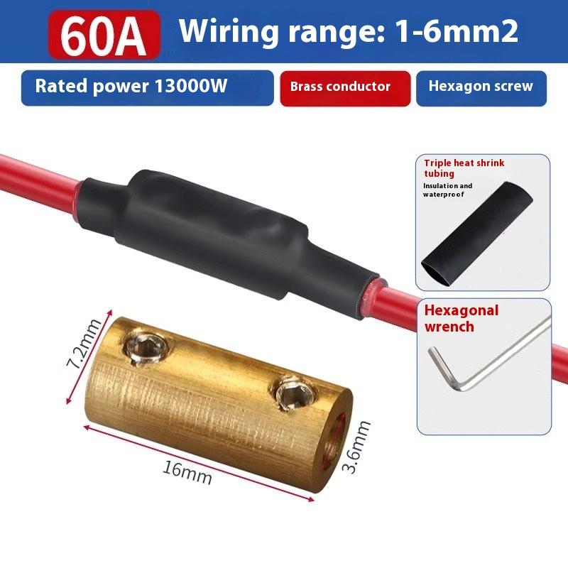 5 Stück Messingklemmenblock mit Schrumpfschlauch Hochstrom Wasserdicht Schnellklemmenblock Druckfreier Schnellverbinder