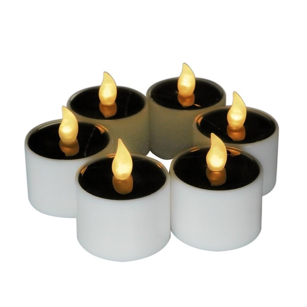 6pcs Warm White Candles Lights Solar Flickering Candles New Sensor Decor Lamp  Garden Lighting