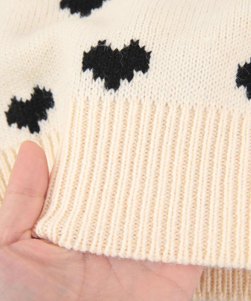 Titibait Heart Print Knit Pullover AEXP4174 Free Size Ivory Women's