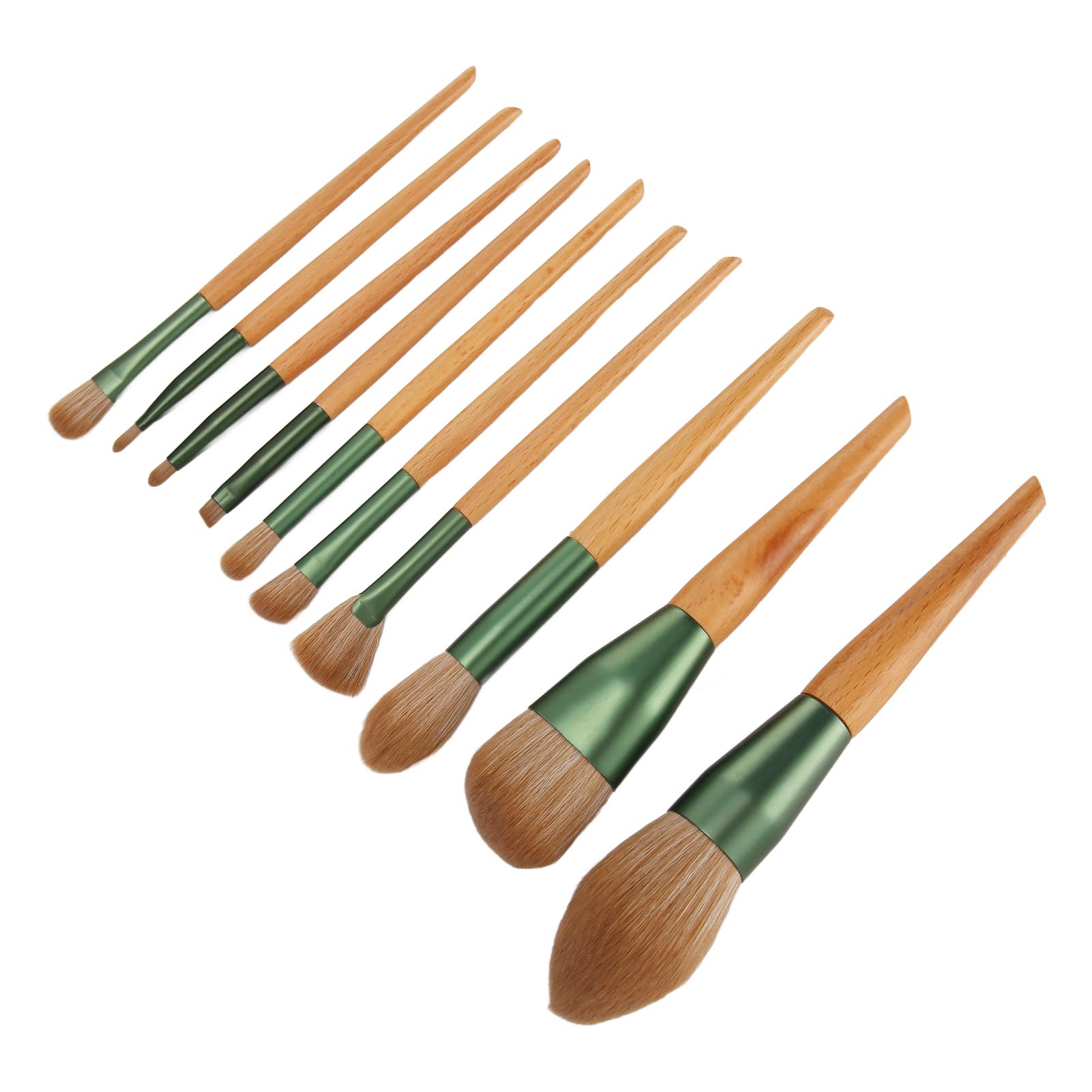 

10pcs Makeup Brush Set Soft Fiber Bristle Wooden Handle Brushes Professional Makeup Brush Kit for