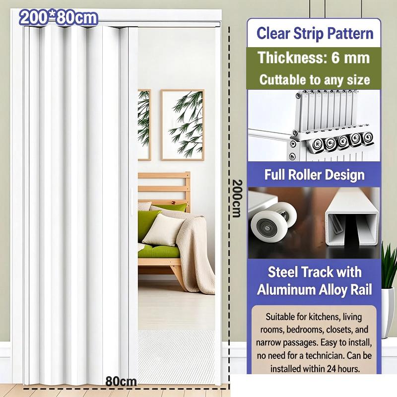 Pvc Accordion Folding Sliding Door Zero Formaldehyde Quiet Magnetic Closure Home Kitchen Bathroom