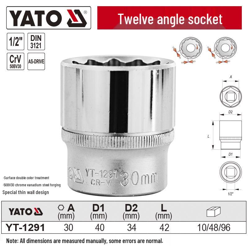 YATO 1/2" 12,5mm Kurzer 12-Kant-Steckschlüssel