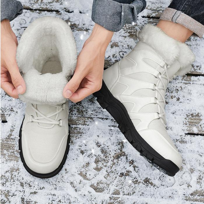 Winter High Top Men's Cotton Shoes with Thickened Fleece for Warmth Men's Snow Boots Trendy Large Size Men's Shoes