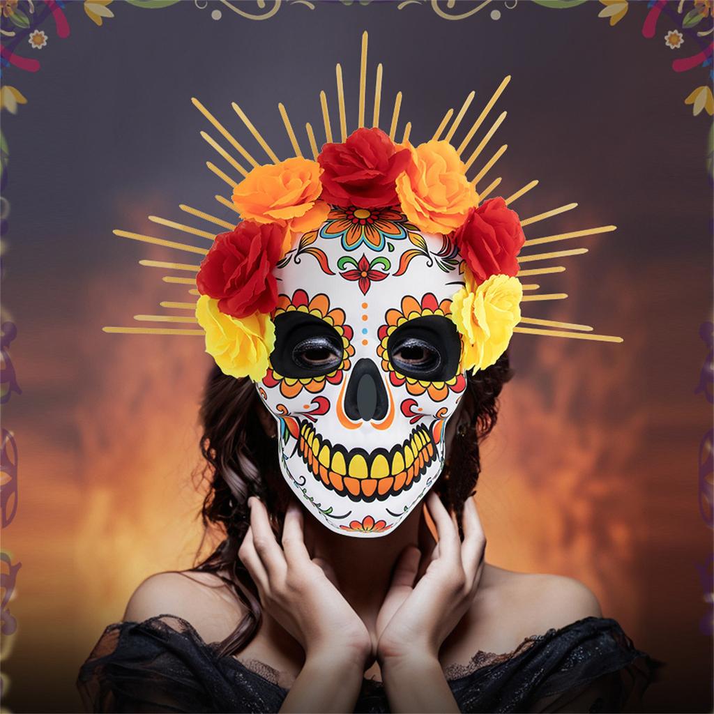 Mexican Day Of The Dead Flower Tie Mask EVA Skull/ Mask Party Masquerade Dress Up Festival Props