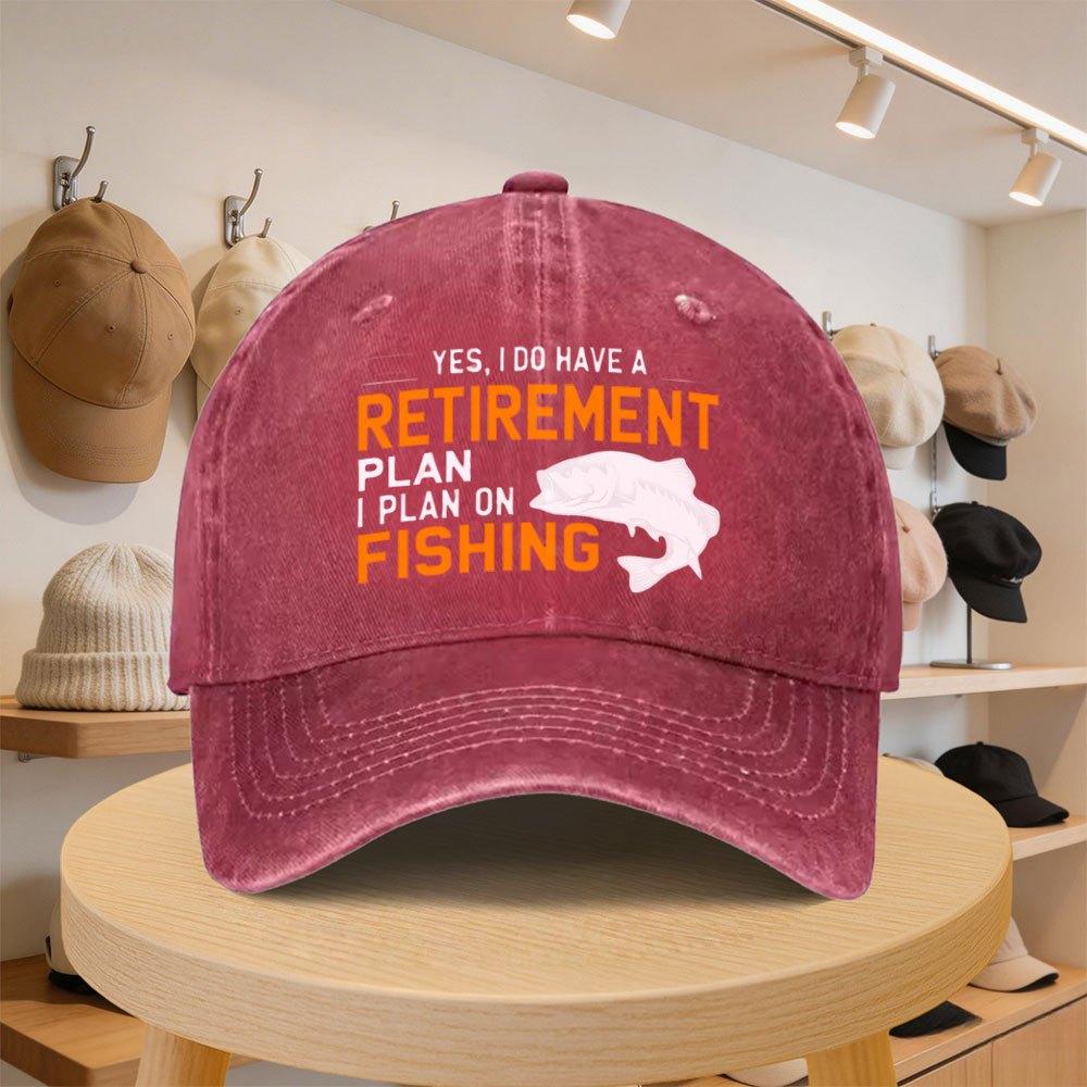 Mens Baseball Cap Retirement Fishing Plan Fish Pattern Fashionable Casual Hat Adjustable SpringAutumn Travel and Seaside