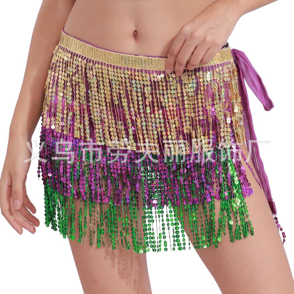 Bohemian Sequin Tassel Hip Scarf for Halloween Belly Dance Performance