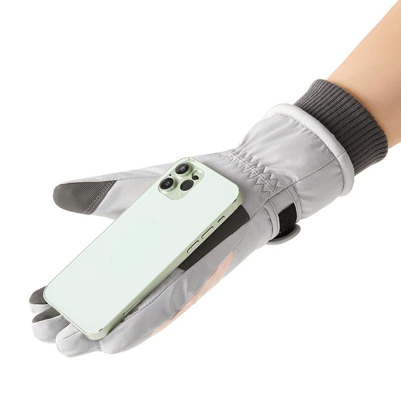 Ski Gloves Winter Warm Gloves Men's and Women's Cycling Gloves Thickened Finger Touch Screen Hiking Couple Anti Slip and Windproof Gloves