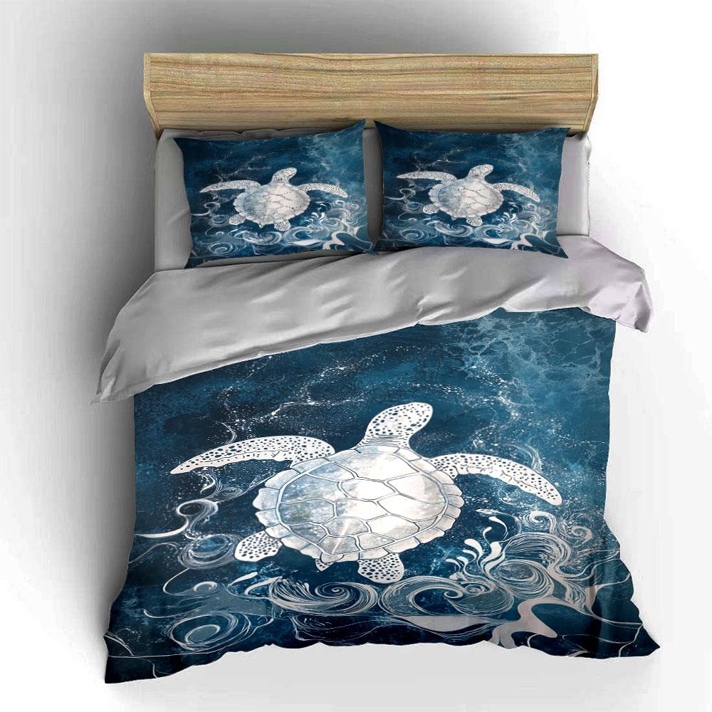 Sea turtle with waves. Bedding sets Duvet cover sets Duvet covers Pillowcases(1 * Duvet Cover 2 * Pillowcases without duvet insert)