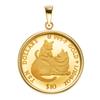 24K Pure Gold Cat Coin Simple 18K Engraved [SPERANZA] Pendant, Mother's Love, 1/10oz, Frame,