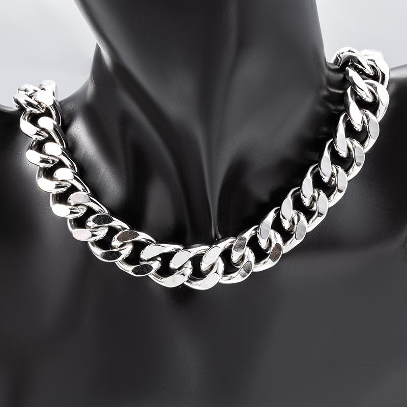 High Quality Heavy 14mm Width Stainless Steel Cuban Chains Super Wide Metal Hip Pop Necklace Hypoallergenic Jewelry Component