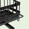 Sink Organizer with Towel Rail Double Compartment Storage Rack Removable Drain Tray Rust-Proof Iron Kitchen Caddy for Sponges Brushes Dishcloths