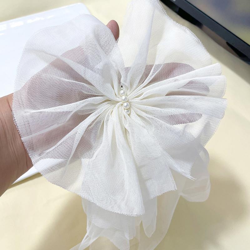 Vintage Large Mesh Bow Brooch Dual-Purpose Collar Pin Hair Clip For Women Tie Corsage Clothing Decoration Accessories