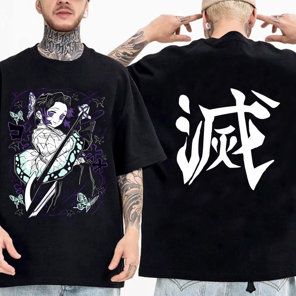 Japanese Anime Shirt Demon Slayer Infinity Castle T Shirt Men Cartoon Kimetsu No Yaiba High Quality Cotton Streetwear Clothes