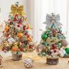 Christmas Tree Desktop Decoration Office Holiday Decor Snow Flocked Mini Christmas Tree with Led Light Ball for Tabletop
