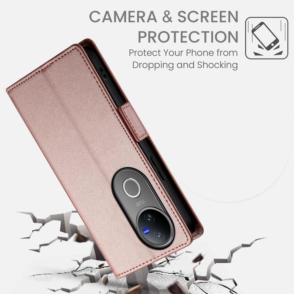 For Vivo V50 5G Stand Case PU Leather Wallet Phone Cover