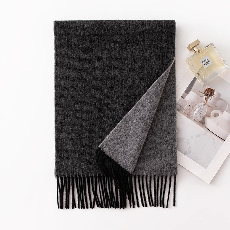 Scarf Autumn and Winter Atmosphere Wool Solid Color Double Sided Scarf Shawl High End Commuting Warm Scarf