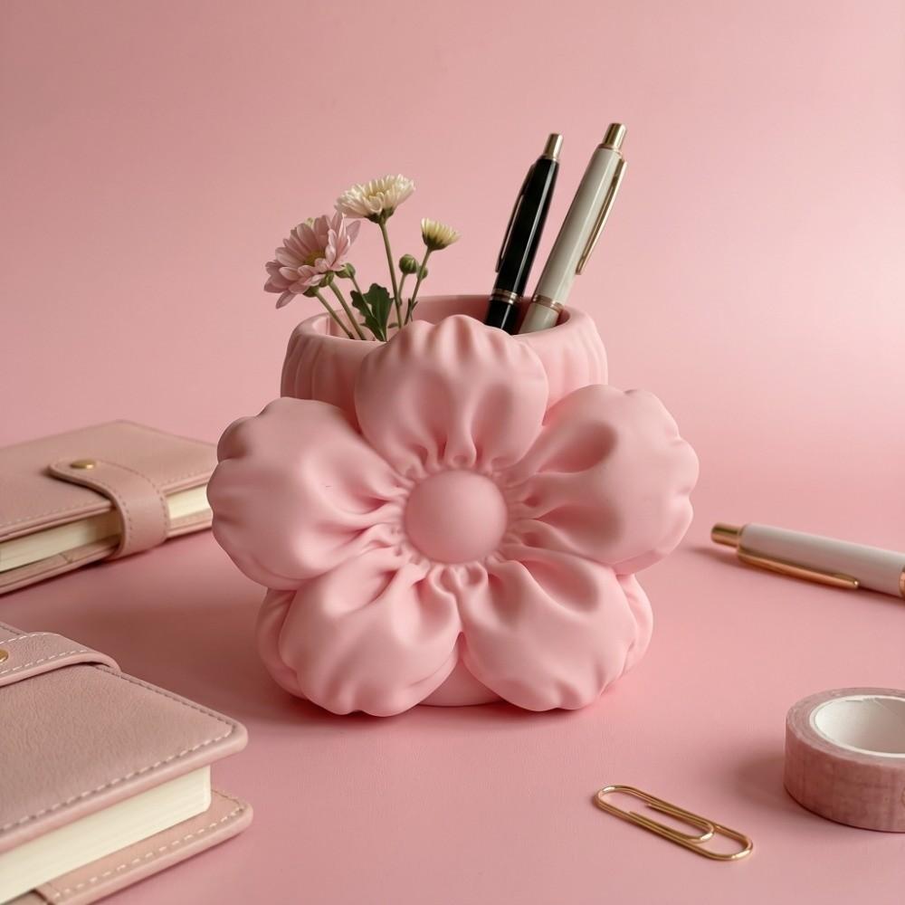 Desktop Organizer Puff Flower Pen Holder Stationery Storage Makeup Brush Bin 3D Printed Pen Stand Pen Container Stable