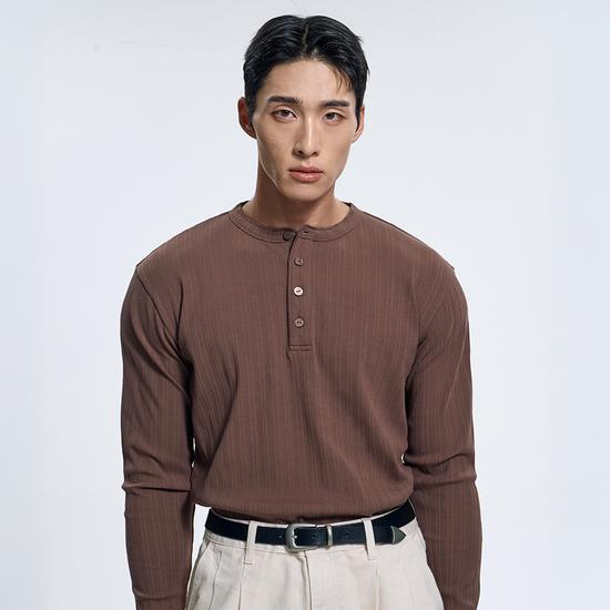 Torence Men’s Ribbed Henley Neck Long Sleeve T-Shirt 3 Colors